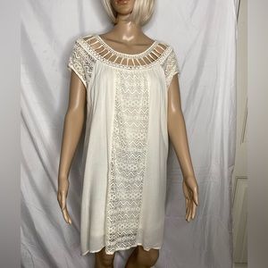 Flying Tomato casual boho dress midi length off white lace szSm NWT